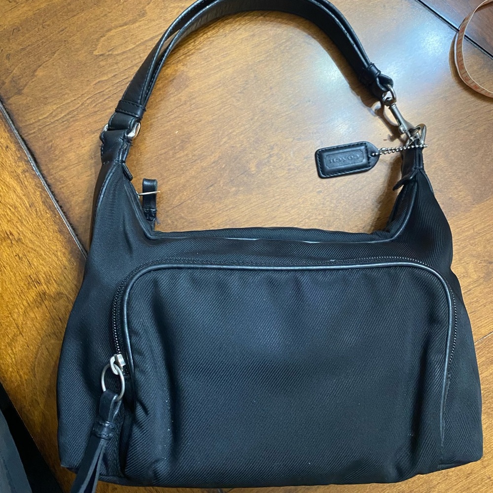 Rare y2k Coach Black Interior shoulder Bag canvas&leather womens